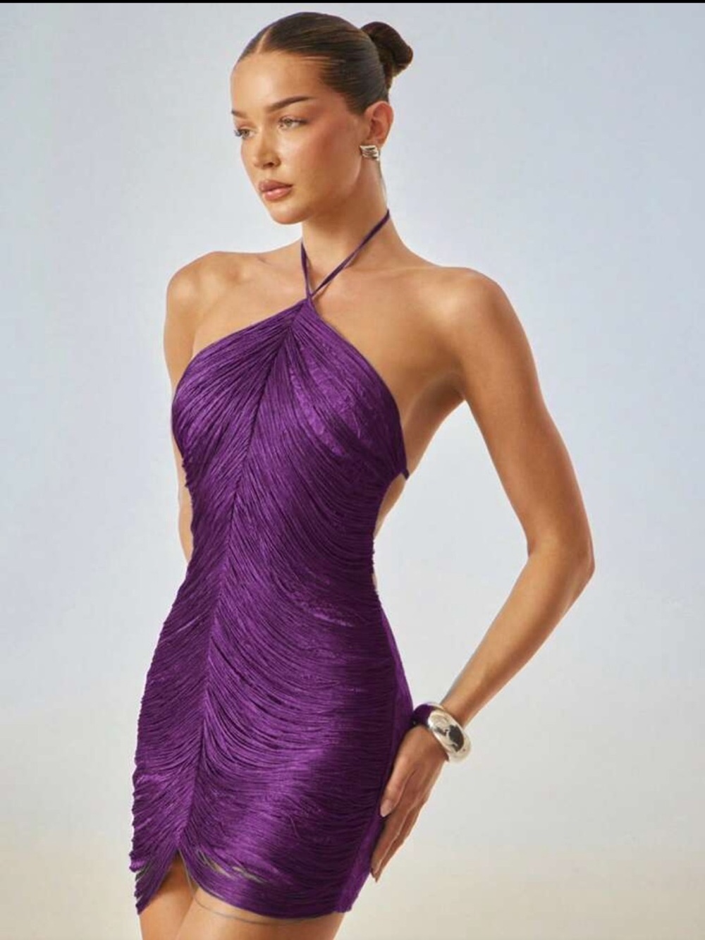 Purple Halter Bodycon Dress - Brand